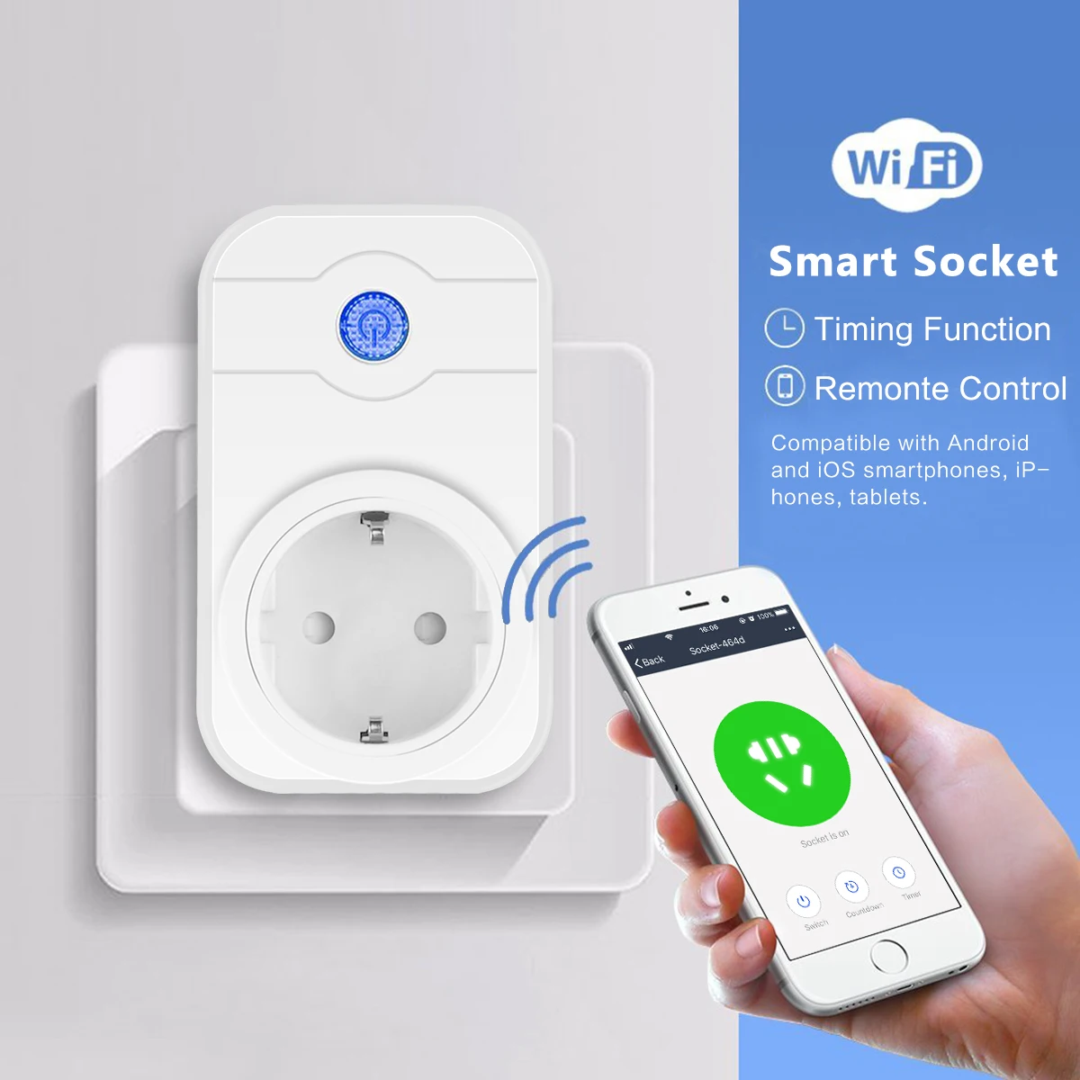 2 шт. беспроводная умная розетка WiFi 2000 Вт функция Timier интеллектуальная поддержка