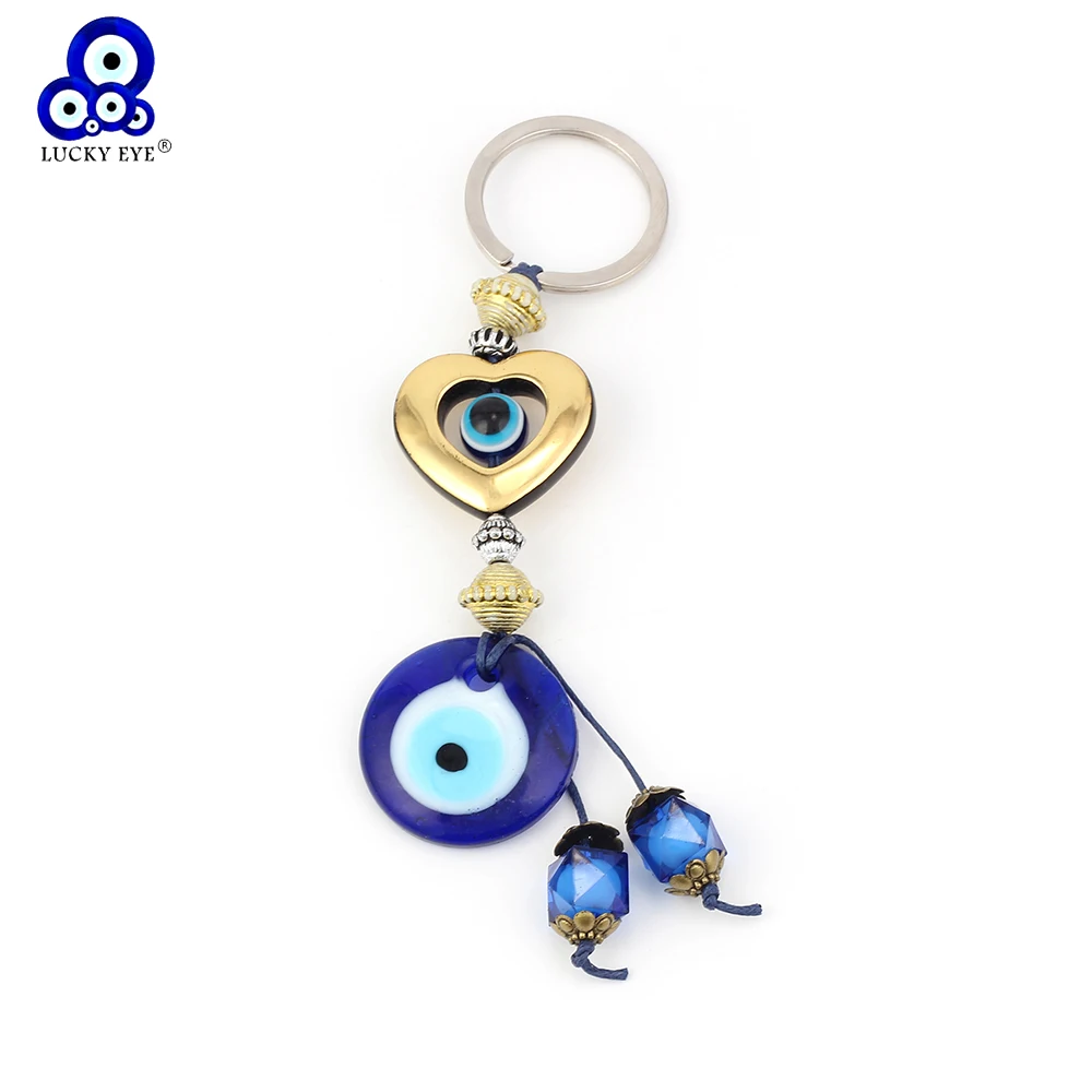 Брелок Lucky Eye в форме сердца стеклянный автомобильный брелок цветочный для женщин