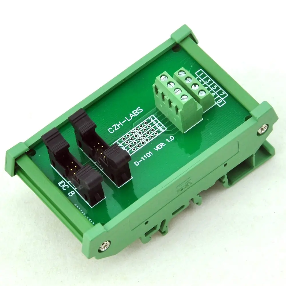 

DIN Rail Mount IDC-8 2x4pins 2.0mm Dual Male Header Interface Module.