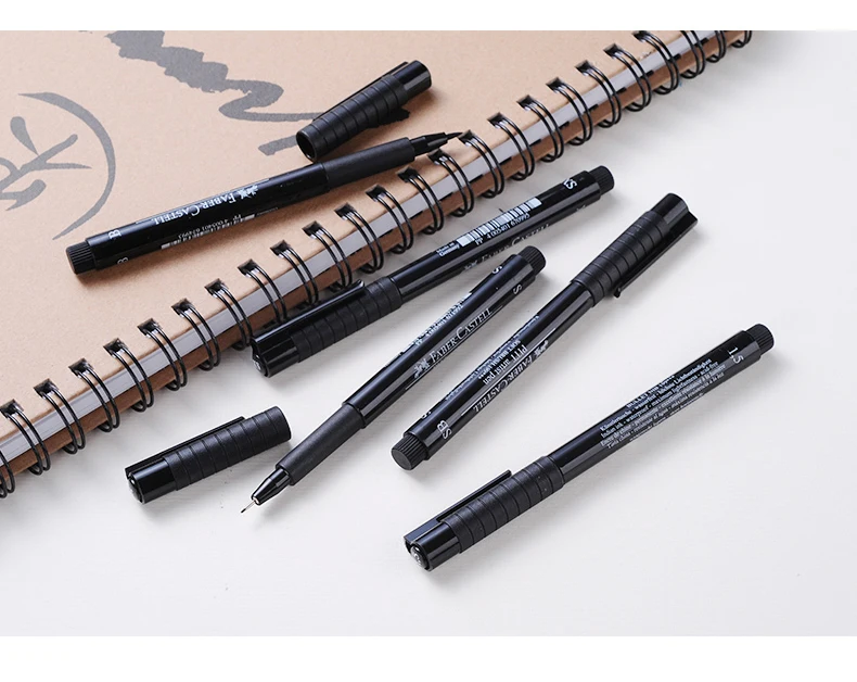 Faber-Castell Fineliner пигментный лайнер водонепроницаемый черные чернила 0,1 0,3 0,5 0,7 мм эскиз ручка для рисования манга дизайн Прямая поставка