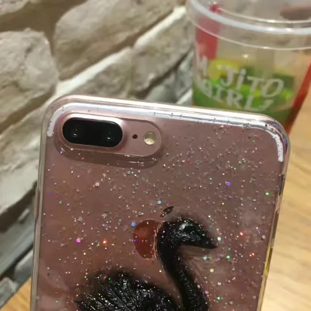 Корея Япония супер мило Лебедь Форма Капля клея мерцающий Косметическая пудра TPU