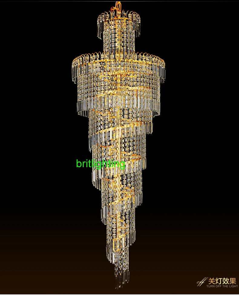 Отель зал золото люстра светильники для гостиной люстры хрустальные лестница