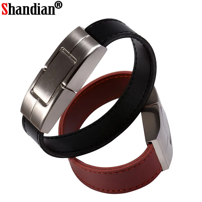 SHANDIAN USB флэш-накопитель 64 ГБ брелок из кожи и металла Флешка creativo 32 ГБ 16 ГБ 8 ГБ 4 ГБ usb2.0 запястье