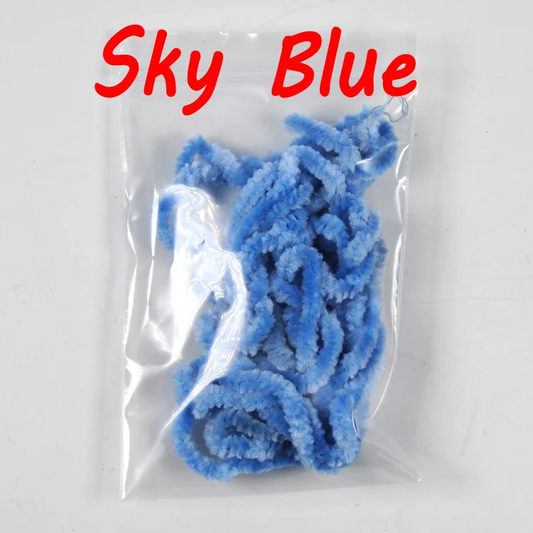 sky blue Bimoo 2 м для ловли нахлыстом шерстяной червь для ловли нахлыстом Стример Летать Связывание чеенил толщиной 3 мм~ 5 мм оливковый белый розовый зеленый красный коричневый и т. Д - Цвет: sky blue