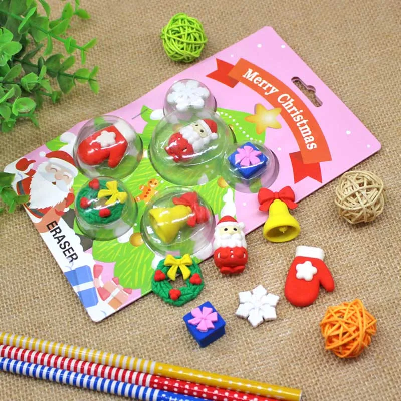 Kawaii Eraser Stationery Creative Cartoon Christmas Tree Set Gifts Student Prizes | Канцтовары для офиса и дома
