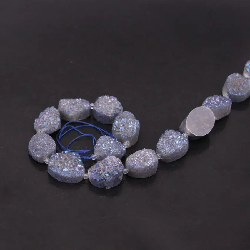 Approx15 шт/нитка титана синий серый необработанный Кристальный Кварц Drusy геоде