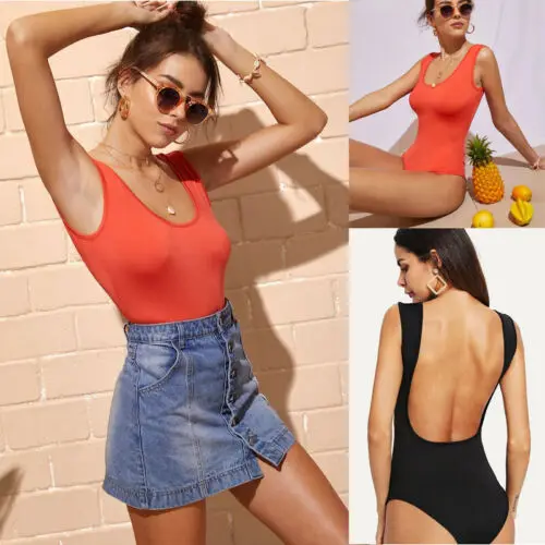 Женский модный сексуальный Одноцветный купальник бикини комбинезон с открытой