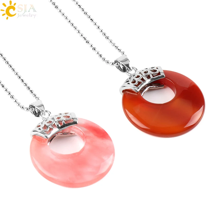 Натуральное ожерелье с драгоценным камнем CSJA и кулонами ажурное круглое Лазурит