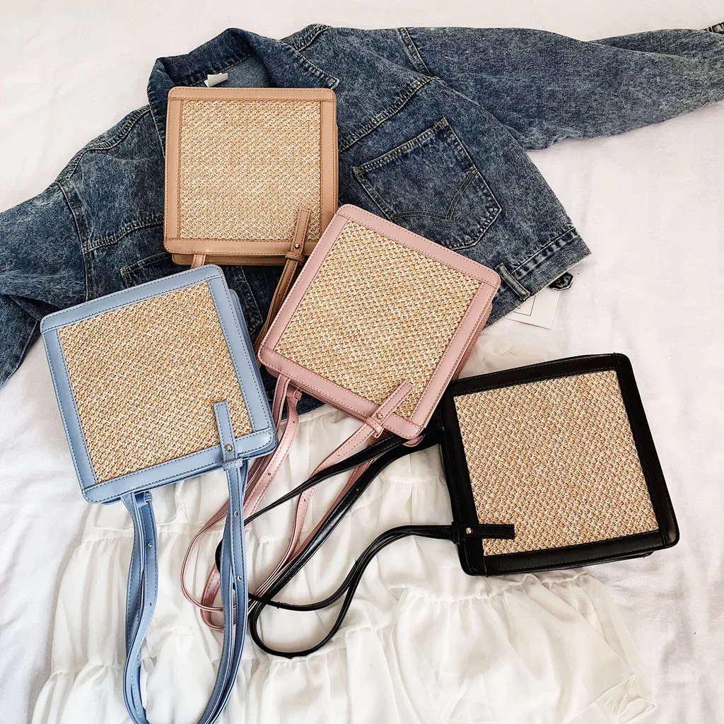 Aelicy модная женская летняя сумка из ротанга в форме коробки соломенная ручная