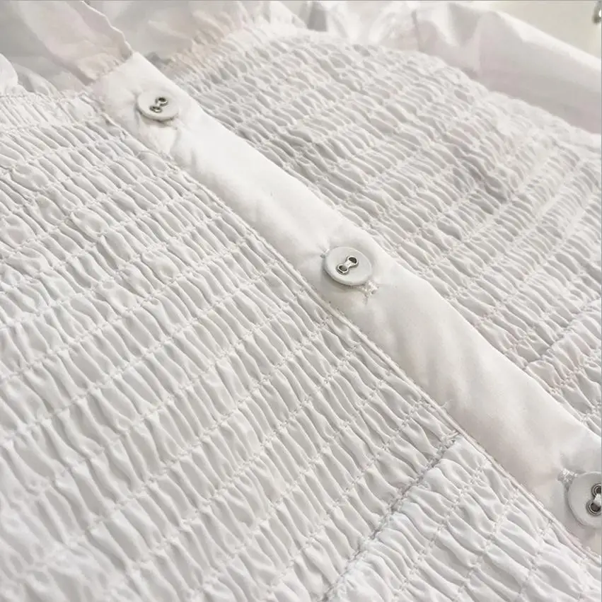 

Wholesale 2019 Spring New fashion brand Slash neck Shirt female Fashionable flounced ruffles long-sleeved shirt wj1862