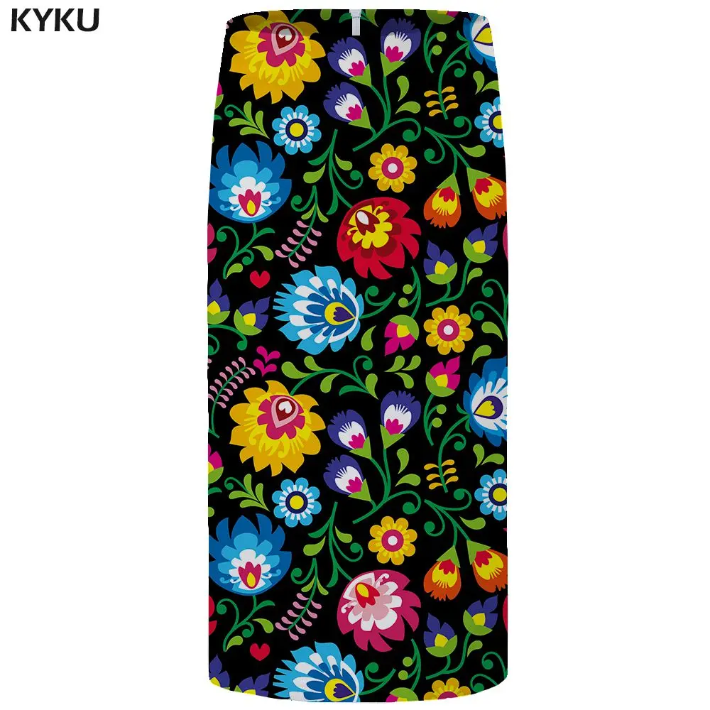 Skirt Woman 08 Бренд KYKU, юбки с цветами, женские вечерние юбки с листьями, большие размеры, цветные, высокая талия, сексуальные, с цветочным рисунком, крутая Женская юбка, новинка, повседневная - Цвет: Skirt Woman 08