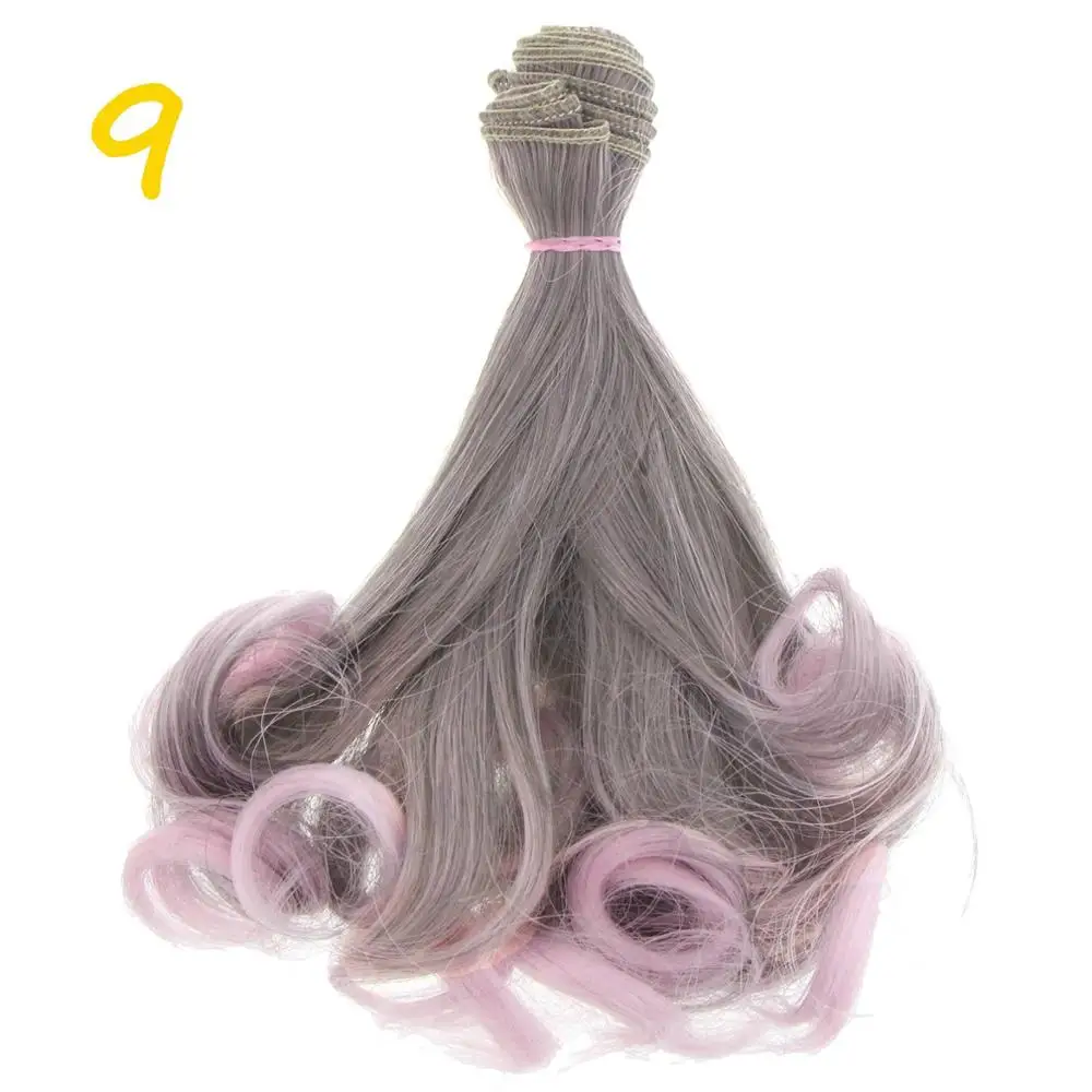 Color 9 1 шт. 15*100 см кудрявый высокотемпературный кукольный парик DIY аксессуары для SD для BJD для Blythe 1/3 1/4 1/6 куклы Кудри волосы парики - Цвет: Color 9