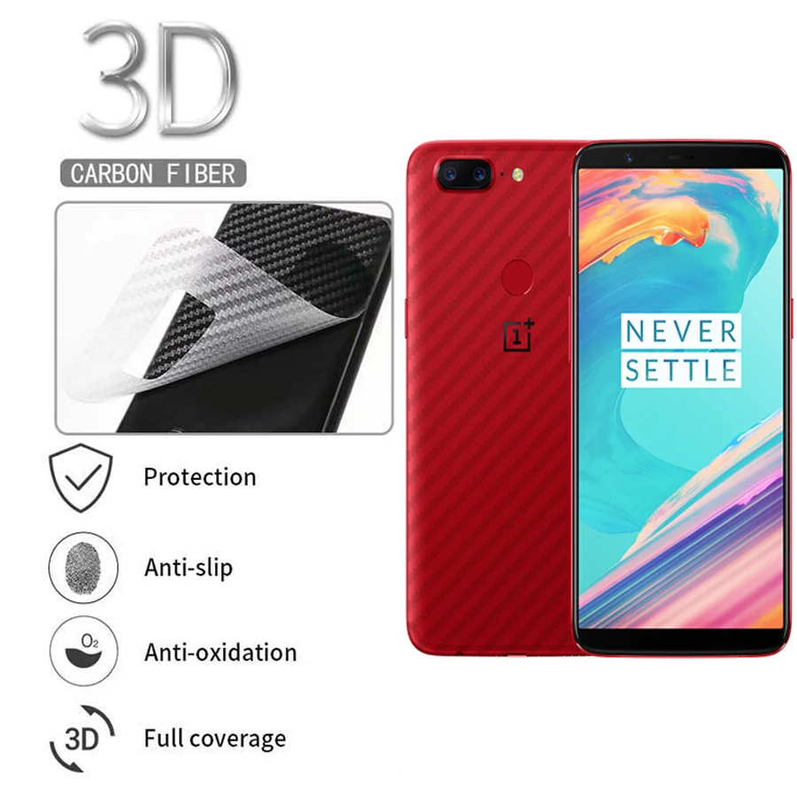 5 шт. для Oneplus 6 T 3 One Plus Six Five Three 1 + 3D черный углерод волокно мягкая задняя защитная