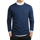 Мужской повседневный трикотажный свитер Harmont, черный однотонный пуловер из 100% хлопка, облегающий свитер с круглым вырезом, весна-осень