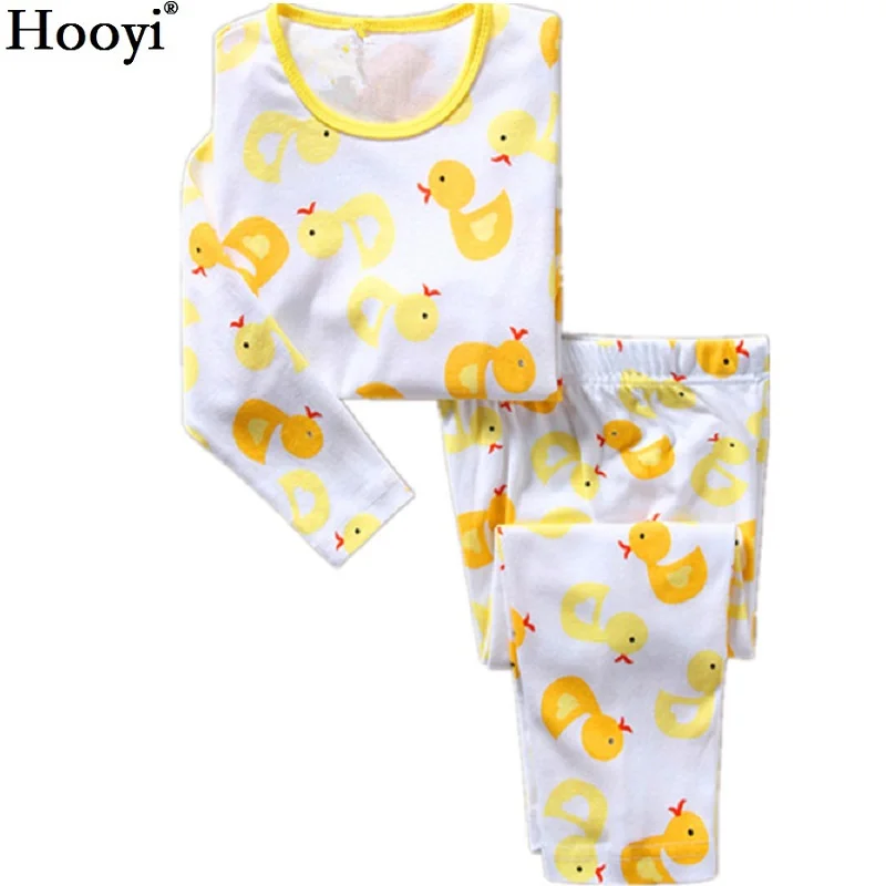 Пижамные костюмы для мальчиков Hooyi Duck детская одежда сна из 100% хлопка комплекты