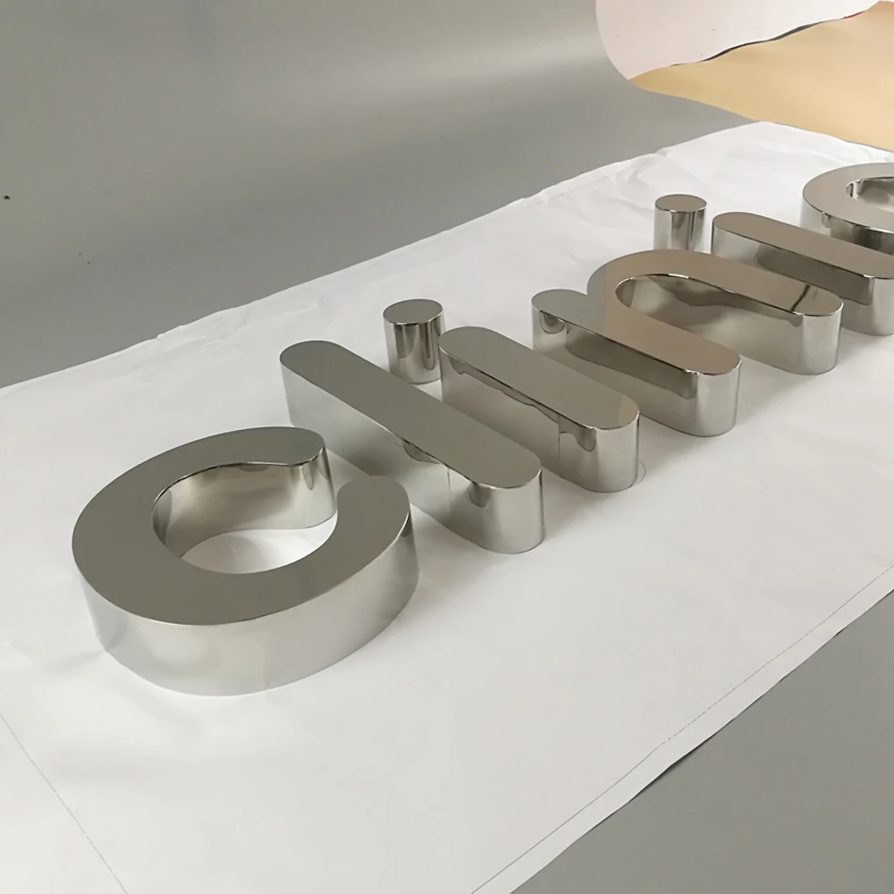 3D полированная нержавеющая сталь буквы розовое золото металлический знак