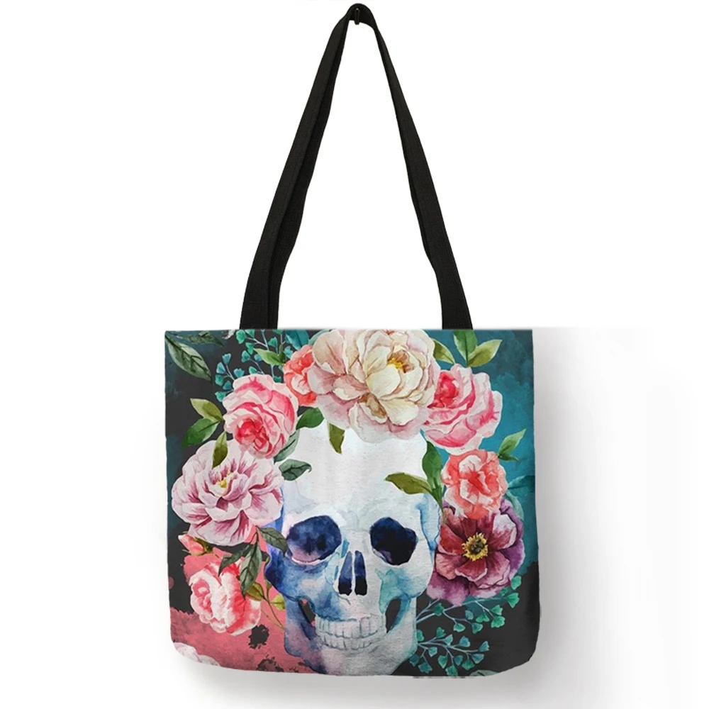 Женская сумка тоут с цветочным рисунком элегантная разноцветная из эко льна