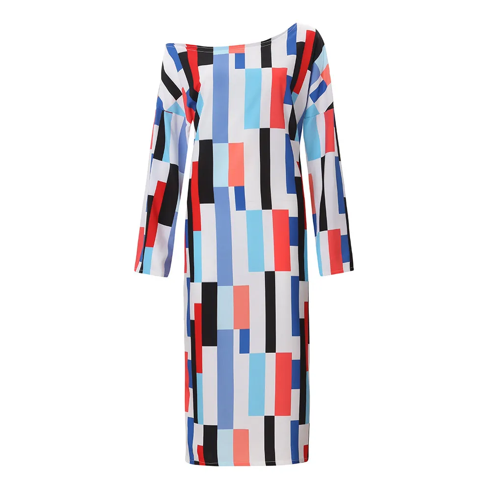 Плюс размеры для женщин в полоску Длинные Boho многоцветное платье Леди Пляж