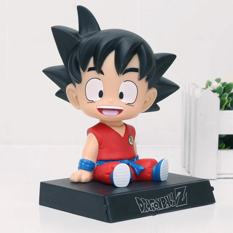 На высоком каблуке 12 см с качающейся головой героя аниме «Наруто Dragon Ball Z Son Goku Krillin встряхиванием светодиодная наголовная держатель телефона кронштейн автомобильное Украшение Фигурка Игрушки - Цвет: red goku opp bag