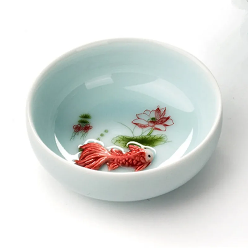 03 Высокое качество Элегантный gaiwan, Celadon 3D Карп чайный набор кунг-фу включает в себя 1 чайник 1 чайная чашка, красивый и легкий чайник - Цвет: 03