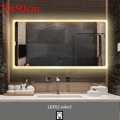 M018A-700x900mm Квадратное стеклянное зеркало для ванной, настенное, умное Сенсорное, противотуманное, светодиодный, туалетное зеркало, Фреска с влагостойким зеркалом для ванной, туалетный столик на заказ - Цвет: M018A-700x900mm