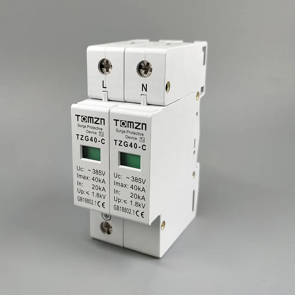 AC SPD 1P+ N 20 ка~ 40 кА C~ 385 в дом Защита от перенапряжения защитное Низковольтное устройство Разрядника