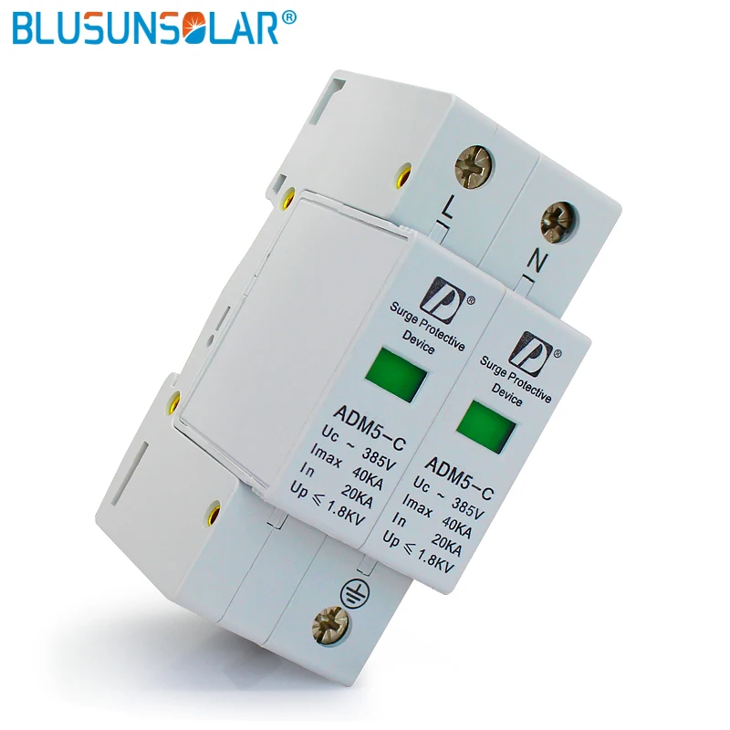 Высокое качество 20 40kA 2P + N 110V 220V 380V AC din рейка SPD низкая защита от скачков