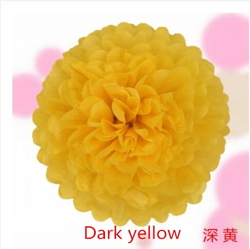 Dark yellow 10 шт. ручной работы 4 ''(10 см) бумажные помпоны из папиросной бумаги для украшения дома, сада, свадьбы, дня рождения и свадьбы автомобиля - Цвет: Dark yellow