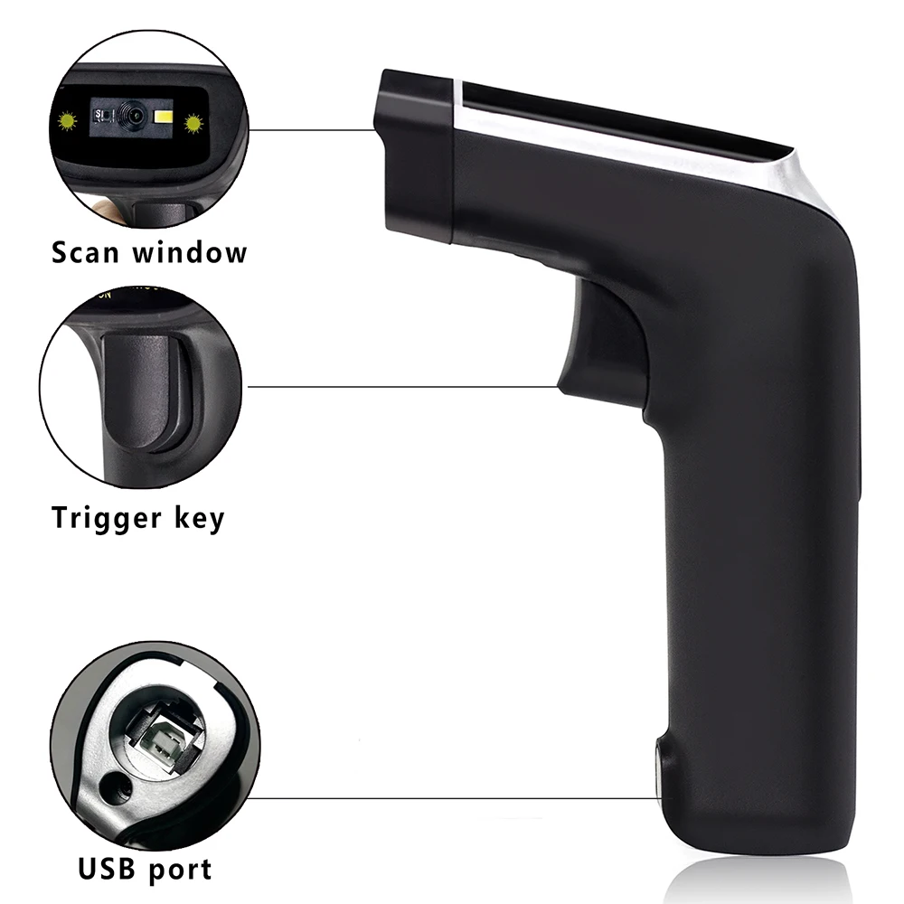 Беспроводной 2D сканер штрих кодов Symcode 1D/2D 2 4 ГГц USB беспроводной считыватель с 100