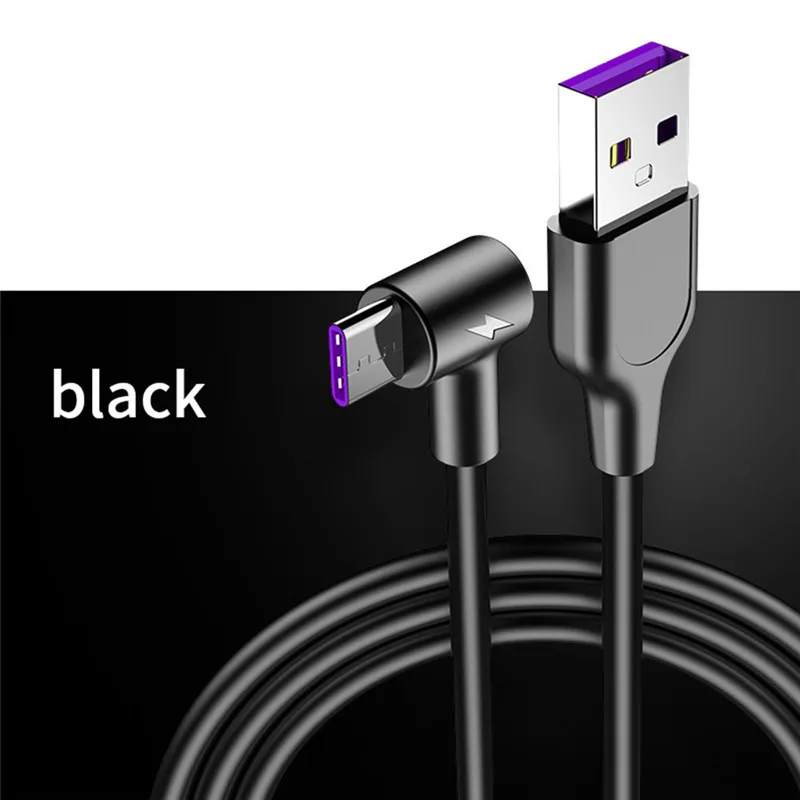 5A usb type-C кабель 1 м 2 м 3 м круглая головка 90 градусов быстрая зарядка кабель type-C для Xiaomi huawei P30 P20 mate 20 Pro