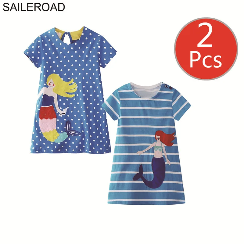 SAILEROAD 2 Шт. Динозавр Лето Новорожденных Девочек Одежда Животных Аппликация Детские Платья для Девочек Костюм Детей Принцесса Платье