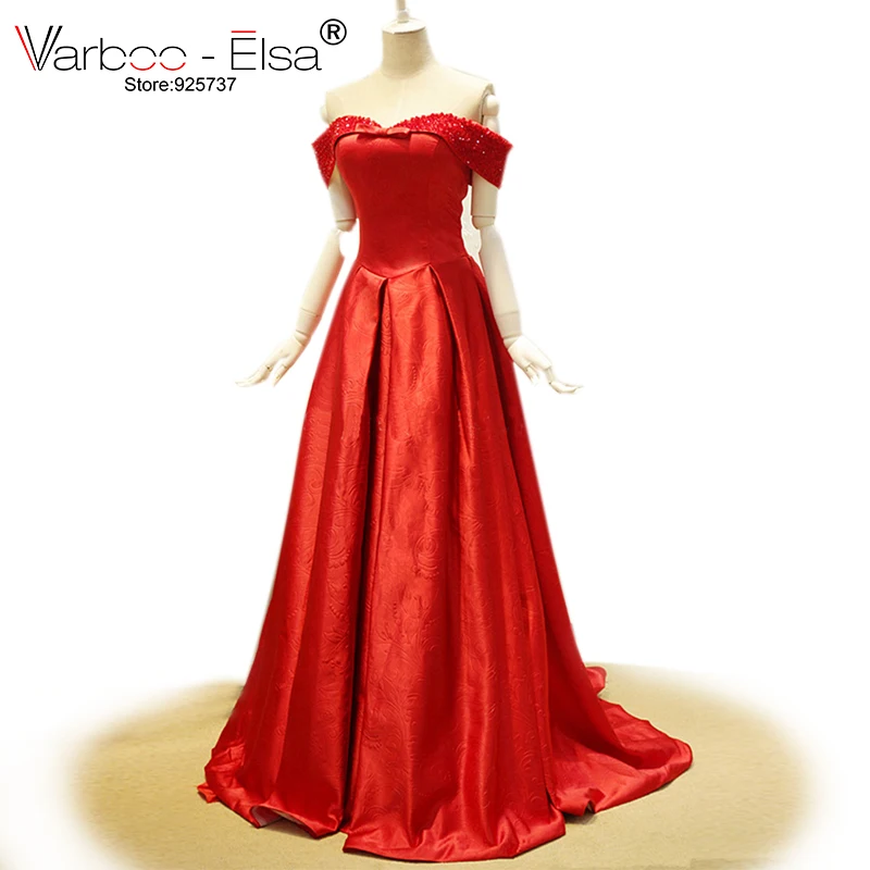 Женское атласное вечернее платье с открытыми плечами VARBOO_ELSA vestidos de noche largos