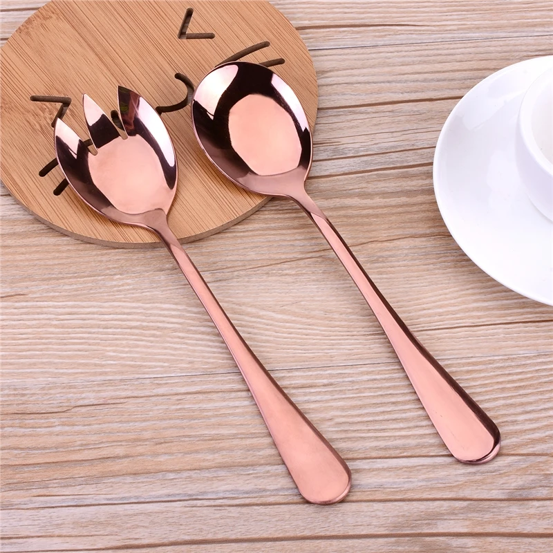 

Hot 1 Pcs Stainless Steel Salad Servers Set Salad Soup Spoon With Long Handle for Ice Cream Dinner Tableware Kitchen Tools