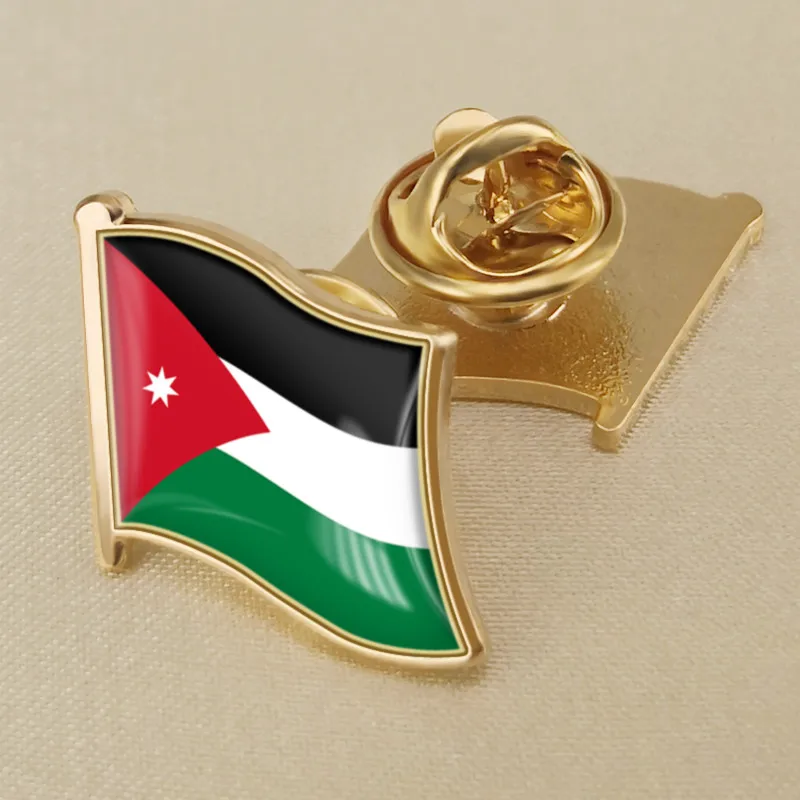 Герб Jordan Jordanese карта Национальный флаг Эмблема с национальным цветочным брошь