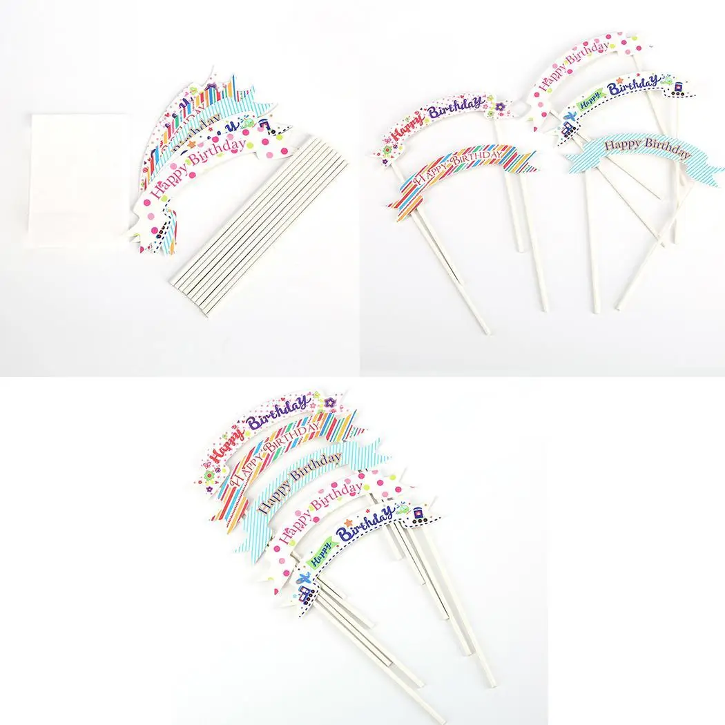 1 шт. многоцветный Кекс с днем рождения Топпер флажки для торта стикеры декор