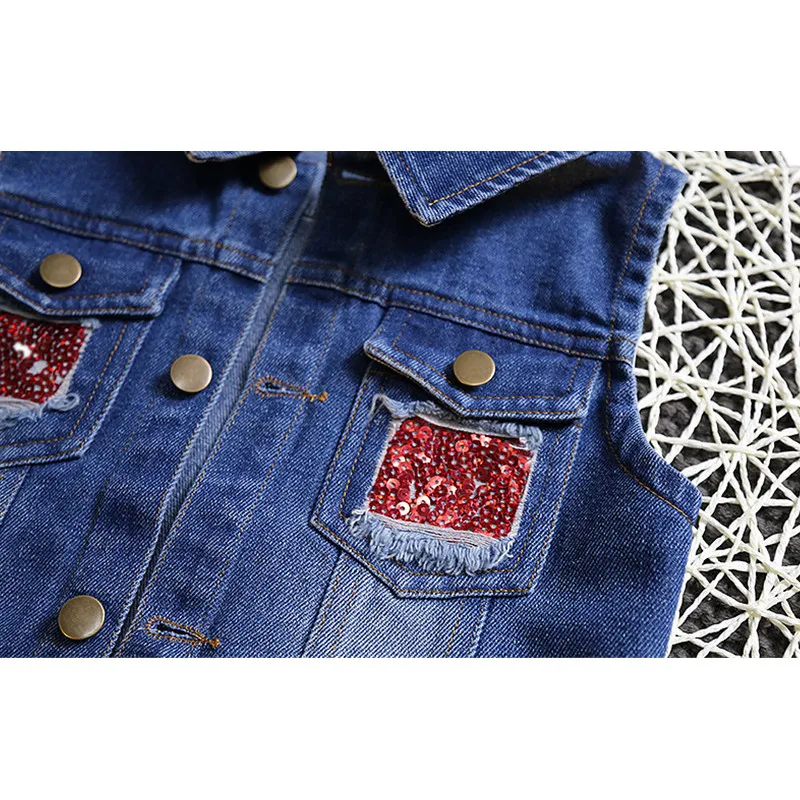 Осень Новые Детские's Костюмы женский ребенка Блёстки Сова ковбойский жилет