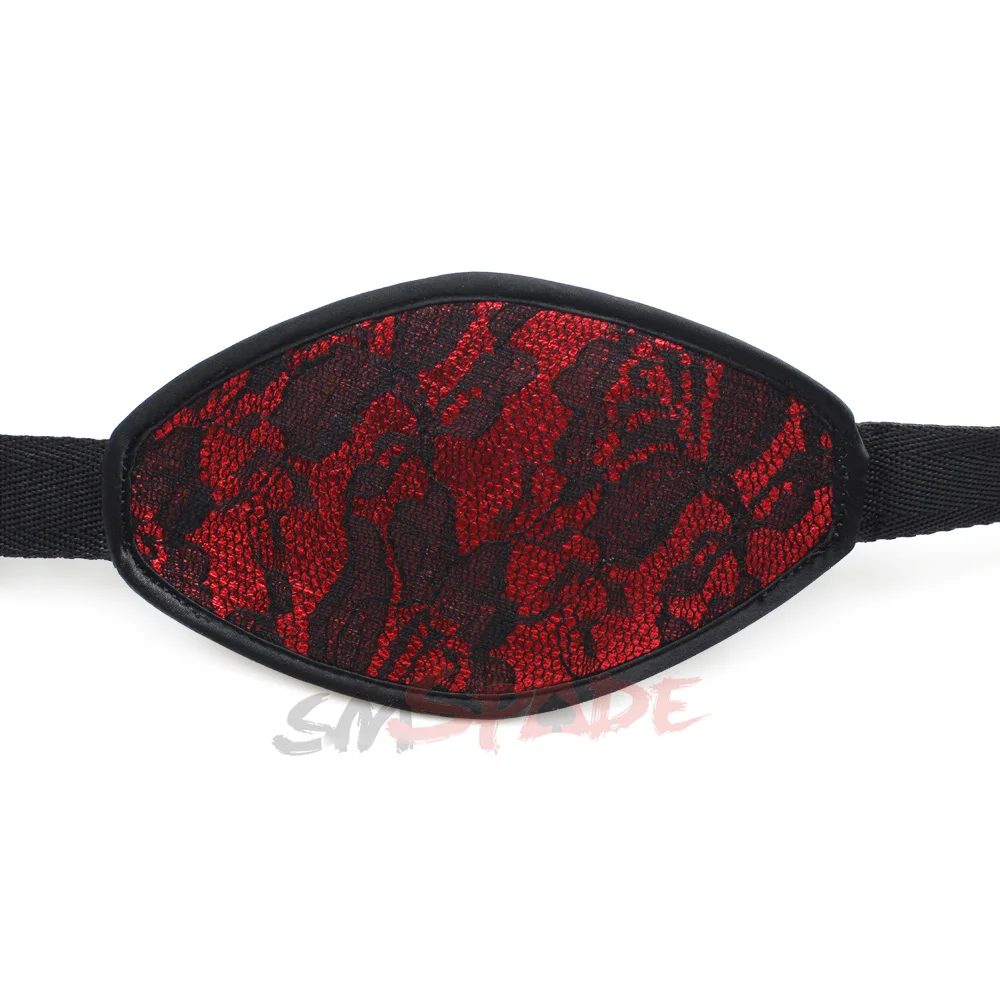 Красный силиконовый кляп с шариком 44 мм кружевной крышкой для связывания