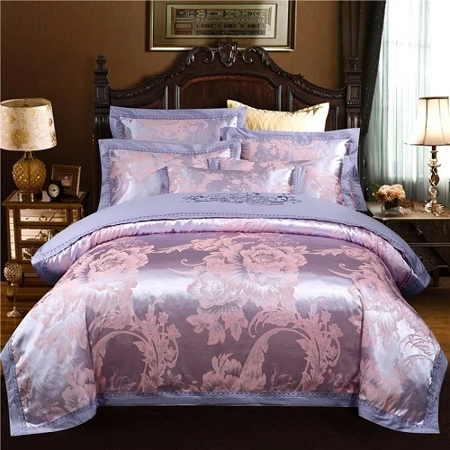 bedding set 7 Хлопок Плоский/простыня натяжная простыня роскошный сатин жаккард пододеяльник набор постельного белья Queen King комплект постельного белья parure de lit ropa de cama - Цвет: bedding set 7
