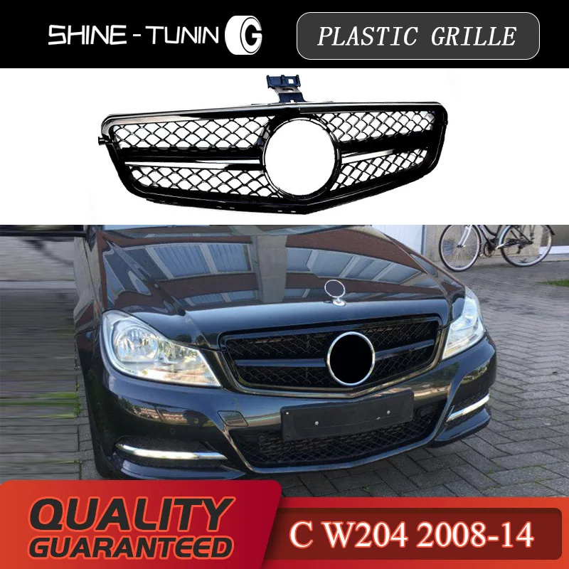 Подходит для гоночных грилей C Class W204 C63 1-Fin Решетка переднего бампера 2008-2014 C300 C350