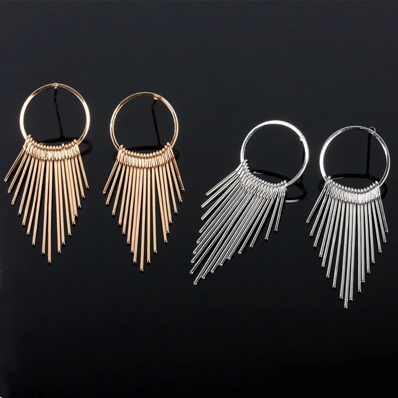 Long Tassel Dangle Earrings For Women Drop Brincos Bijoux boucle d'oreille Fashion Jewelry Geometric Circle Earring | Украшения и
