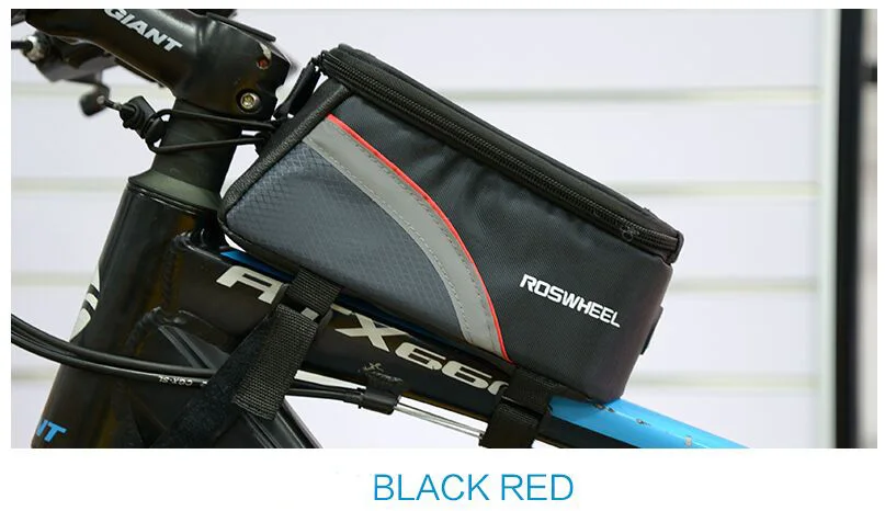 Roswheel велосипедная Сумка водонепроницаемая велосипедная сумка Pannier седло сиденье для рамы головы трубчатый чехол для телефона iPhone 6s/7 s Plus - Цвет: Black-Red