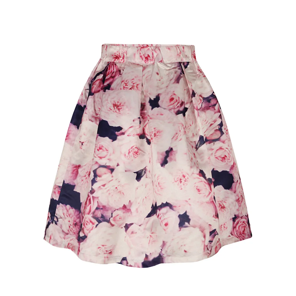 2018 розовая юбка с объемным принтом и цветочным рисунком Женская Удлиненная