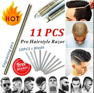 1 ручка с 10 лезвиями, искусственная прическа + 10 лезвий, машинка для укладки волос, триммеры для бровей, Салон бритья, сделай сам, модная прическа