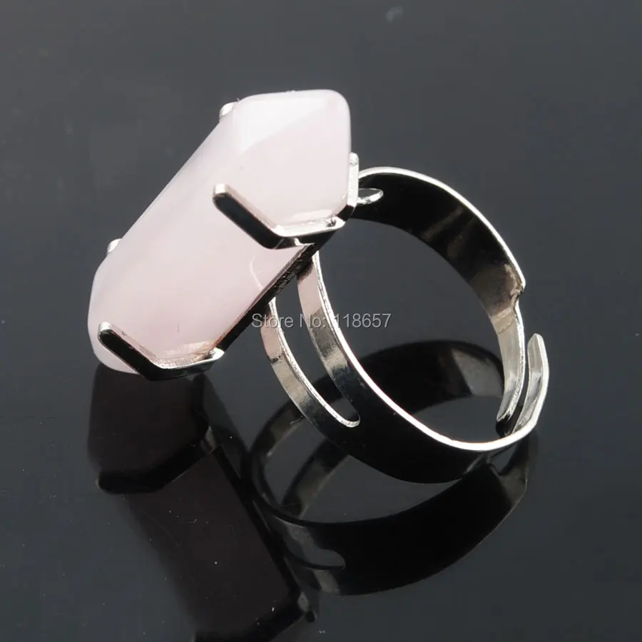 Free shipping Rose Quartzs Gem Stone Reiki Chakra Adjustable Ring 20mm(0.8'') jewelry 1pcs IX3020 | Украшения и