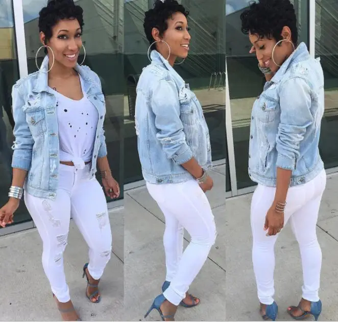 Осенняя новая джинсовая рубашка с отверстиями Модная Джинсовая куртка большого