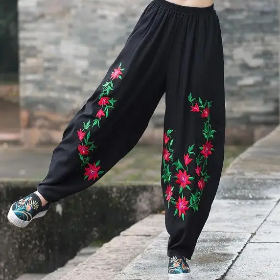 Femme pantalones mujer брюки для женщин мама осень весна Мексика Стиль этнические