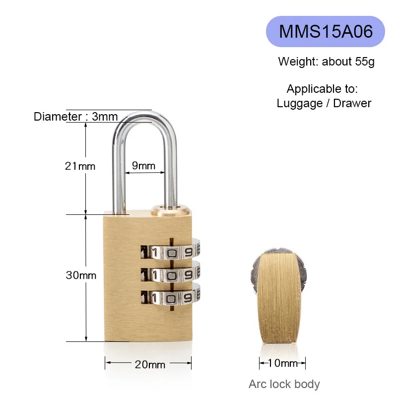MMS15A06 Высокое качество, замок с паролем, Твердый латунный Cadeado, цифровой комбинированный замок с паролем, уличный шкафчик, медный, нержавеющая сталь - Цвет: MMS15A06