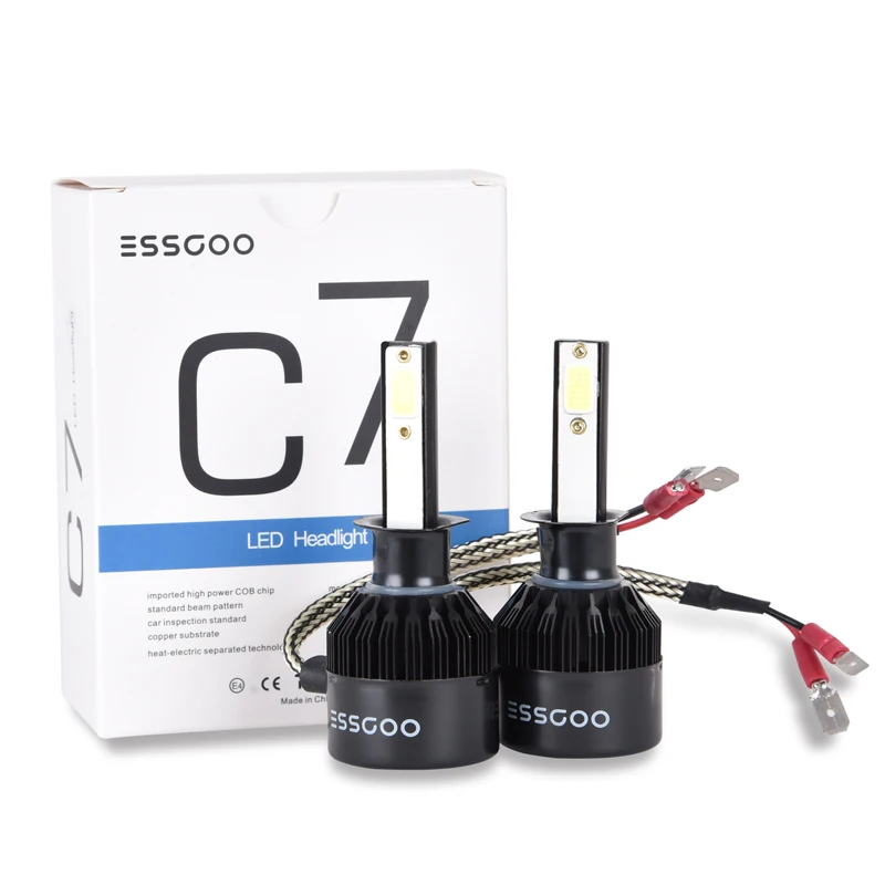 Essgoo C7 автомобильный H7 светодиодный H4 H1 H11 фара 72 Вт 9000лм 6000 К лампочки IP68 12 в 24 В CSP светодиодный автомобильный Головной фонарь 2 шт