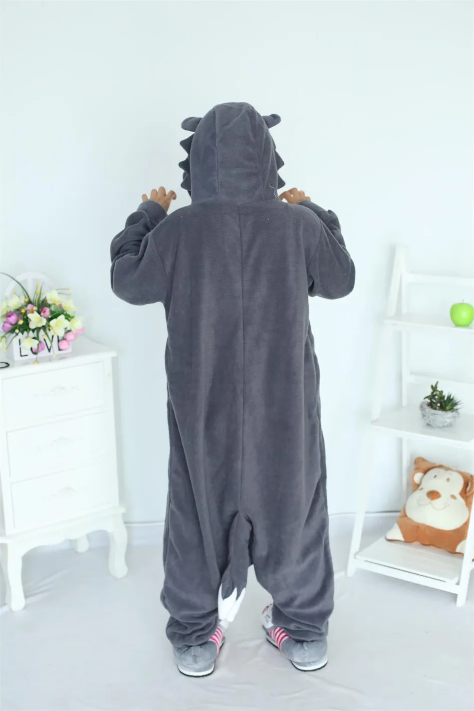Кигуруми для взрослых Серый Волк ночнушка Пижама боди пижама в виде костюм