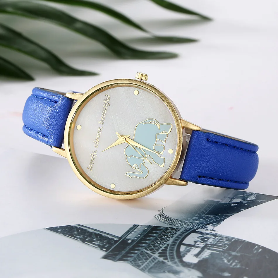 GAIETY новинка relogio feminino кожа зеленый слон ремешок женские часы аналоговые простые
